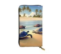 chenfandi Turtles On The Beach Portafoglio, Portafoglio con cerniera da donna, Portafoglio lungo da donna, Portafoglio organizer multi-card, Portafoglio && Clutch, Nero , Taglia unica