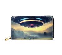 chenfandi UFO Landing Wallet, portafoglio con cerniera, portafoglio di grande capacità, portafoglio lungo, portafoglio organizer multi-carte, && unisex, Nero , Taglia unica
