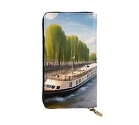chenfandi View of The Seine Portafoglio, Portafoglio con cerniera da donna, Portafoglio lungo da donna, Portafoglio organizer multi-card, Portafoglio && Clutch, Nero , Taglia unica