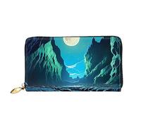 chenfandi Water Moon Cave, portafoglio con cerniera, portafoglio di grande capacità, portafoglio lungo, portafoglio organizer multi-carte, && unisex, Nero , Taglia unica