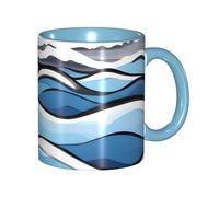 chenfandi Waves Lapping at The Rocks, tazza da 330 ml con manico, adatta per tè caldo, latte e altre bevande, adatta al microonde.