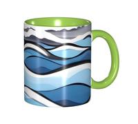 chenfandi Waves Lapping at The Rocks, tazza da 330 ml con manico, adatta per tè caldo, latte e altre bevande, adatta al microonde.