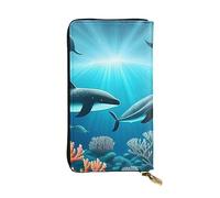 chenfandi Whales Under The Sea Portafoglio, Portafoglio con cerniera da donna, Portafoglio lungo da donna, Portafoglio organizer multi-card, Portafoglio && Clutch, Nero , Taglia unica