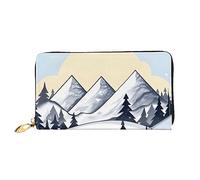 chenfandi White Snowy Mountains, portafoglio con cerniera, portafoglio di grande capacità, portafoglio lungo, portafoglio organizer multi-card, unisex, Nero , Taglia unica