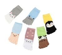 Chenflying 6 paia di calzini per bambini in cotone con cinque dita dei cartoni animati calzini alla caviglia traspiranti per ragazzi ragazze, Multicolore, 3-7 anni