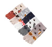 Chenflying Calzini per bambini con dita dei piedi, calzini alla caviglia, in cotone, a cinque dita, per ragazzi e ragazze, 3-12 anni, 5 paia, bianco+grigio+marrone+kaki+kaki, 6-12 Years