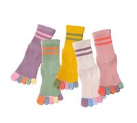 Chenflying Calzini per bambini in cotone con dita a cinque dita, sportivi, da corsa, per bambini da 3 a 12 anni, 5 paia, viola, pelle, rosa, verde, rosa chiaro, giallo, 7-12 Years