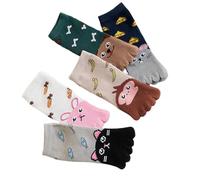 Chenflying Calzini sportivi per bambini, a cinque dita, in cotone, traspiranti, alla caviglia, con simpatici animali, 3-12 anni, 5 paia, multicolore, 3-7 Jahre