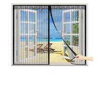 CHENG Zanzariera Magnetica per finestre 200x210cm, Zanzariera Porta Finestra Rete di Ottima qualità, Chiusura Automatica Adsorbimento Magnetico Super Silenzioso, Aria Fresca in & Keep Bugs out - Nero