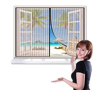 CHENG Zanzariera Magnetica Porta Finestra 80x100cm, Anti Zanzare Calamite Tenda, Adsorbimento Magnetico Pieghevole Super Silenzioso, per Finestre A Saliscendi - Marrone