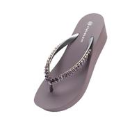 CHENGAIJIAN Sandali, Ciabatte Infradito da Spiaggia con Tacco 6 cm for Donna, con Fondo Spesso e Cristalli Scarpe da Doccia(Purple,37 EU)