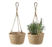 CHENGCKJ 2 Pezzi Vaso Sospeso in Alghe Marine Vaso Sospeso Boho 20 cm Vaso Intrecciato a Mano Cestino Sospeso Naturale Cestino Sospeso Naturale