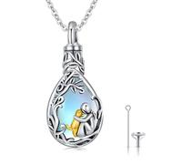 CHENGHONG Collana con ciondolo a forma di cane in argento Sterling 925, per ceneri di animali domestici, regalo commemorativo, gioiello a tema cane, Argento sterling, Pietra di luna