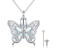 CHENGHONG Collana con urna a farfalla per ceneri da donna in argento Sterling 925 con nodo celtico irlandese collana gioielli per cremazione per ceneri per ricordo umano gioielli commemorativi regali