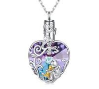 CHENGHONG Collana con urna di cane per ciondolo di cenere, in argento 925, con urne in cristallo, a forma di cuore, per cani e donne