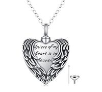 CHENGHONG Collana con urne per cenere, in argento 925, con ciondolo a forma di ala d'angelo, regalo per mamma, papà, donne, uomini e animali domestici