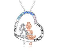 CHENGHONG Collana in argento Sterling 925 con scritta in lingua inglese "The Better Sisters", regalo di compleanno per donne e ragazze, ciondolo a forma di cuore