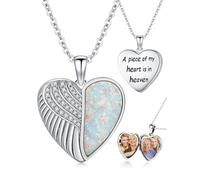 CHENGHONG Medaglione apribile per immagini argento 925 bianco opale cuore catena con immagine amuleto regali personalizzati medaglioni per donne ciondolo angelo donne..