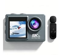 chenghuayu Keswo Action Camera, Videocamera Sportiva Wi-Fi 5k a 30 Fps Con Telecomando E Microfono Wireless 2 in 1, Adatta Ad Adulti E Principianti, Per Ciclismo, Viaggi E Attività All'aperto