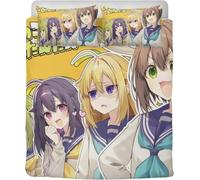 CHENGHUO My Deer Friend Nokotan, biancheria da letto per bambini, copripiumino e federa 80 x 80 cm, motivo anime per camera da letto, set decorativo per camera da letto (C, 155 x 220 cm + 80 x 80 cm x