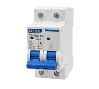 CHENGPI 2P Interruttore Magnetotermico,32A Fotovoltaico DC Mini Interruttore 6kA Interruttore di Sicurezza con rilascio di Sovracorrente con Protezione da Sovraccarico e Protezione da Cortocircuito