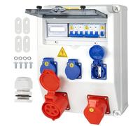 CHENGPI Coffret Électrique de Chantier,Répartiteur Mural,Distributeur de Courant Électrique avec Disjoncteur,5P CEE Prise et Schuko Prise,Distributeur de Puissance Consommée pour Ateliers et Usines