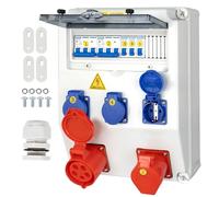 CHENGPI Coffret Électrique de Chantier,Répartiteur Mural,Distributeur de Courant Électrique avec Disjoncteur,5P CEE Prise et Schuko Prise,Distributeur de Puissance Consommée pour Ateliers et Usines