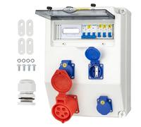 CHENGPI Coffret Électrique de Chantier,Répartiteur Mural,Distributeur de Courant Électrique avec Disjoncteur,5P CEE Prise et Schuko Prise,Distributeur de Puissance Consommée pour Ateliers et Usines