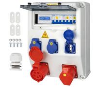 CHENGPI Coffret Électrique de Chantier,Répartiteur Mural,Distributeur de Courant Électrique avec Disjoncteur,5P CEE Prise et Schuko Prise,Distributeur de Puissance Consommée pour Ateliers et Usines