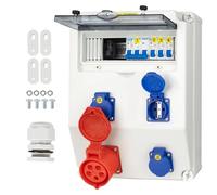 CHENGPI Coffret Électrique de Chantier,Répartiteur Mural,Distributeur de Courant Électrique avec Disjoncteur,5P CEE Prise et Schuko Prise,Distributeur de Puissance Consommée pour Ateliers et Usines