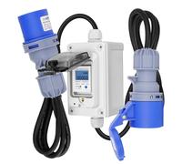 CHENGPI Contatore Elettrico Digitale Mobile con Spina e Attacco CEE, Contatore Elettrico Industriale a LED per Roulotte, Veicoli Elettrici, Campeggio