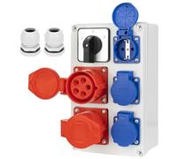 CHENGPI Distributore di Corrente a Parete con Prese Schuko IP54 230V e Presa CEE 16A e Interruttore L-O-P, IP67 Distributore di Corrente per officina, edifici