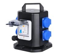 CHENGPI Distributore di Corrente con Interruttore di Perdita 1P+N 63A,Distributore di Alimentazione Portatilecon Schuko Socket 250V/16A, Distributore IP45- Adatto per Edifici e Esterni