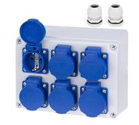 CHENGPI Distributore di corrente da cantiere a parete con prese Schuko IP54 6x230V, Quadro Elettrico da Cantiere con Interruttore di Protezione IP67, Scatole di distribuzione per officine