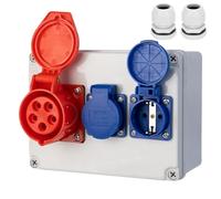 CHENGPI Distributore di Corrente da Cantiere con Prese Schuko IP54 2x230V e Presa CEE 16A, Quadro Elettrico da Cantiere IP67, Distributore di Corrente per officina, edifici