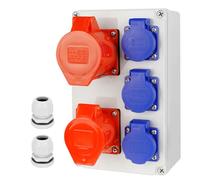 CHENGPI Distributore di corrente da cantiere con prese Schuko IP54 3x230V e presa CEE 16A/32A, IP67 Distributore di corrente per edifici, Distributore di prese