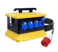 CHENGPI Distributore di corrente di costruzione, 15 moduli con interruttore di protezione, IP54, impermeabile, con IP54, 230 V/16 A, presa Schuko IP44, presa CEE 400 V/16 A/32 A, per cantieri officina