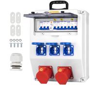 CHENGPI Distributore di Corrente di Costruzione,Distributore di Corrente IP65 con Interruttore di Protezione, Distributore a Parete con Presa IP54 230V/16A Schuko e Presa IP44 CEE 400V/16A