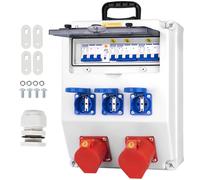 CHENGPI Distributore di Corrente di Costruzione,Distributore di Corrente IP65 con Interruttore di Protezione, Distributore a Parete con Presa IP54 230V/16A Schuko e Presa IP44 CEE 16A/32A