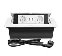 CHENGPI Multipresa da incasso piano di lavoro, blocco presa a scomparsa con 2 prese e porta USB e porta tipo,presa piano di lavoro cucina, cavo 1,8 m