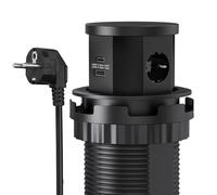 CHENGPI Presa a Scomparsa ad Incasso di Tipo Lift con Ricarica Wireless, Multipresa a Scomparsa con Prese, USB, Tipo C, Ciabatta Salvaspazio per Cucina, Ufficio e Piano di Lavoro