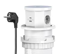 CHENGPI Presa a Scomparsa ad Incasso di Tipo Lift con Ricarica Wireless, Multipresa a Scomparsa con Prese, USB, Tipo C, Ciabatta Salvaspazio per Cucina, Ufficio e Piano di Lavoro