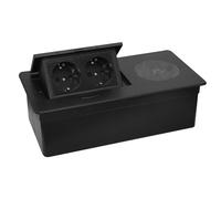 CHENGPI Presa a Scomparsa da Incasso con Ricarica Wireless,Multipresa a Scomparsa con 2 Standard Norma Europea,2 USB,Salvaspazio Per Ufficio e Piano Di Lavoro,Cavo 1,8M