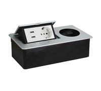 CHENGPI Presa a Scomparsa da Incasso con Ricarica Wireless,Multipresa a Scomparsa con Standard Norma Europea,USB,Type C,Salvaspazio Per Ufficio e Piano Di Lavoro,Cavo 1,8M