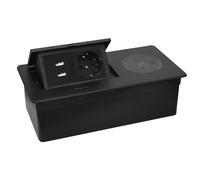 CHENGPI Presa a Scomparsa da Incasso con Ricarica Wireless,Multipresa a Scomparsa con Standard Norma Europea,USB,Type C,Salvaspazio Per Ufficio e Piano Di Lavoro,Cavo 1,8M