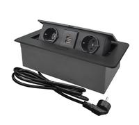 CHENGPI Presa a Scomparsa da Incasso,Multipresa a Scomparsa con 2 Prese Standard Norma Europea,Torretta Multipresa con USB,Multipresa Salvaspazio Per Cucina, Ufficio e Piano Di Lavoro,1.8M Cavo