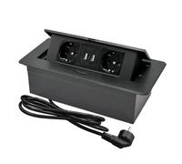 CHENGPI Presa a Scomparsa da Incasso,Multipresa a Scomparsa con 2 Prese Standard Norma Europea,Torretta Multipresa con USB+Type C,Multipresa Salvaspazio per Cucina,Ufficio e Piano Di Lavoro,1.8M Cavo