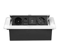 CHENGPI Presa a Scomparsa da Incasso,Multipresa a Scomparsa con 2 Standard Norma Europea,2 USB,Interfaccia di rete HDMI TD,Salvaspazio Per Ufficio e Piano Di Lavoro,Cavo 1,8M