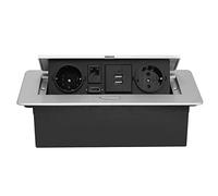 CHENGPI Presa a Scomparsa da Incasso,Multipresa a Scomparsa con 2 Standard Norma Europea,2 USB,Interfaccia di rete HDMI TD,Salvaspazio Per Ufficio e Piano Di Lavoro,Cavo 1,8M