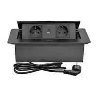 CHENGPI Presa a Scomparsa da Incasso,Scomparsa con 2 Prese Standard Norma Europea 220V/16A,Torretta Multipresa con USB Type C,Multipresa Salvaspazio Per Ufficio e Piano Di Lavoro